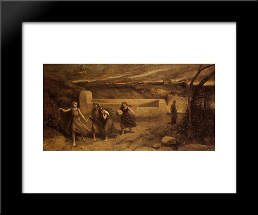 The Destruction Of Sodom 20x24 Black Modern Wood Framed Art Print Poster by Corot, Jean Baptiste Camille