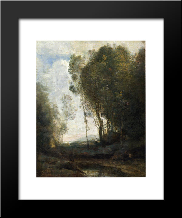 The Edge Of The Forest 20x24 Black Modern Wood Framed Art Print Poster by Corot, Jean Baptiste Camille