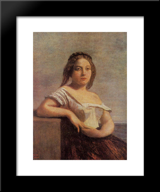 The Fair Maid Of Gascony (The Blond Gascon) 20x24 Black Modern Wood Framed Art Print Poster by Corot, Jean Baptiste Camille