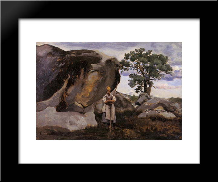 The Forest Of Fontainebleau 20x24 Black Modern Wood Framed Art Print Poster by Corot, Jean Baptiste Camille