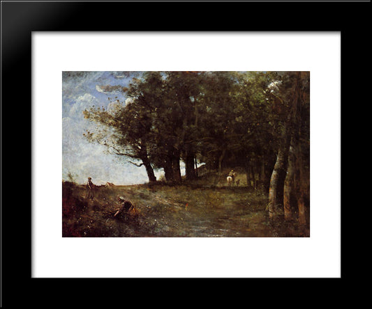 The Forestry Workers 20x24 Black Modern Wood Framed Art Print Poster by Corot, Jean Baptiste Camille