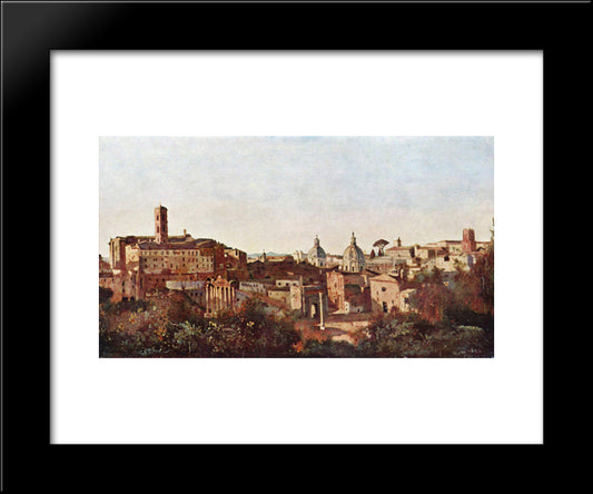 The Forum Seen From The Farnese Gardens, Rome 20x24 Black Modern Wood Framed Art Print Poster by Corot, Jean Baptiste Camille