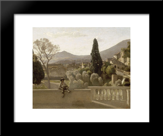 The Gardens Of The Villa D'Este, Tivoli 20x24 Black Modern Wood Framed Art Print Poster by Corot, Jean Baptiste Camille