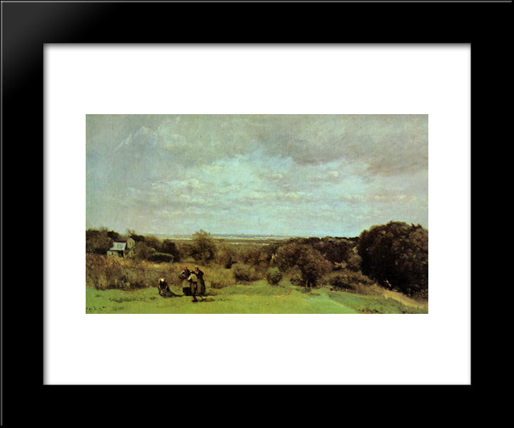 The Grape Harvest At Sevres 20x24 Black Modern Wood Framed Art Print Poster by Corot, Jean Baptiste Camille