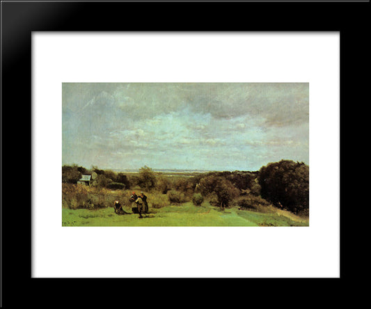 The Grape Harvest At Sevres 20x24 Black Modern Wood Framed Art Print Poster by Corot, Jean Baptiste Camille