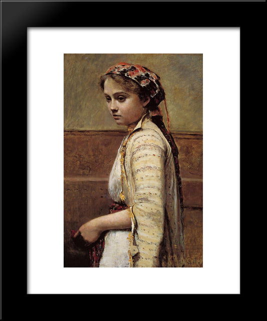 The Greek Girl 20x24 Black Modern Wood Framed Art Print Poster by Corot, Jean Baptiste Camille