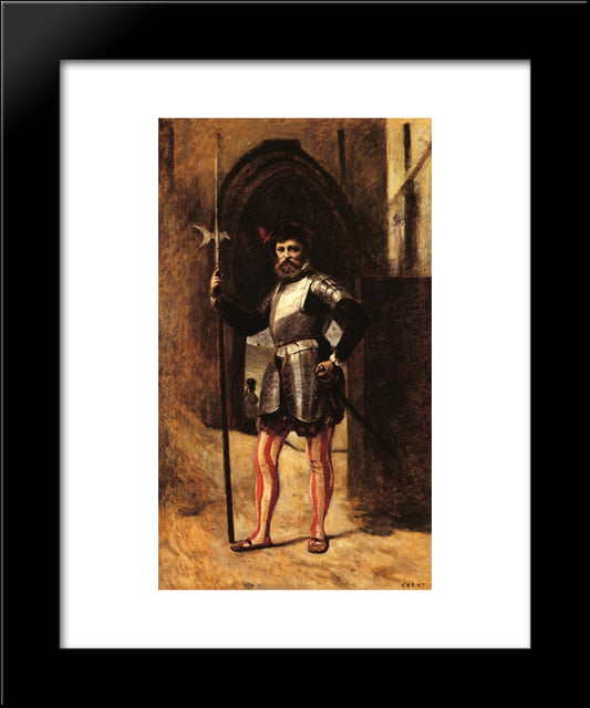 The Halberdsman 20x24 Black Modern Wood Framed Art Print Poster by Corot, Jean Baptiste Camille