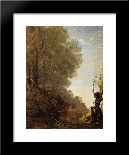 The Happy Isle 20x24 Black Modern Wood Framed Art Print Poster by Corot, Jean Baptiste Camille