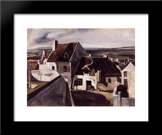 The Inn At Montigny Les Cormeilles 20x24 Black Modern Wood Framed Art Print Poster by Corot, Jean Baptiste Camille