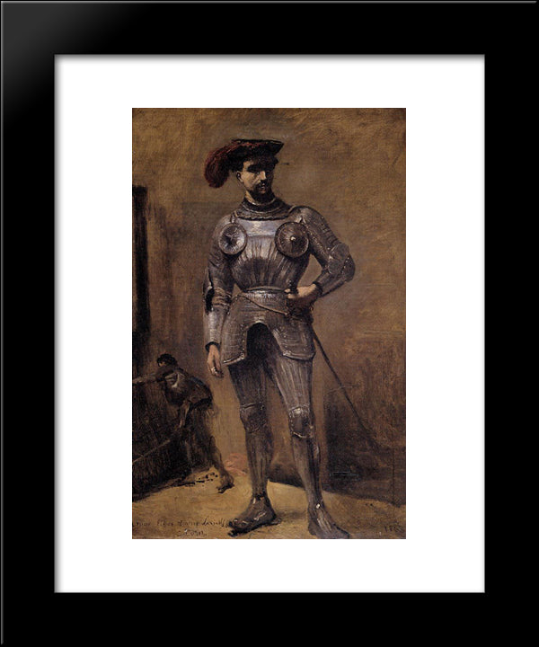 The Knight 20x24 Black Modern Wood Framed Art Print Poster by Corot, Jean Baptiste Camille