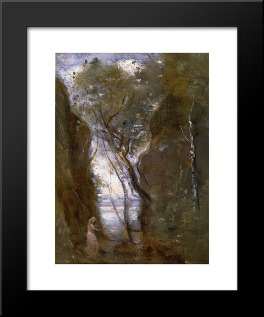 The Lac De Nemi 20x24 Black Modern Wood Framed Art Print Poster by Corot, Jean Baptiste Camille