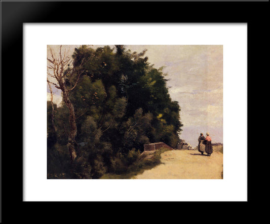 The Little Bridge At Mantes 20x24 Black Modern Wood Framed Art Print Poster by Corot, Jean Baptiste Camille