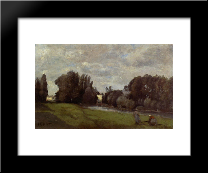 The Mill In The Trees 20x24 Black Modern Wood Framed Art Print Poster by Corot, Jean Baptiste Camille