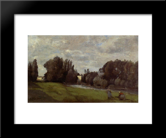 The Mill In The Trees 20x24 Black Modern Wood Framed Art Print Poster by Corot, Jean Baptiste Camille