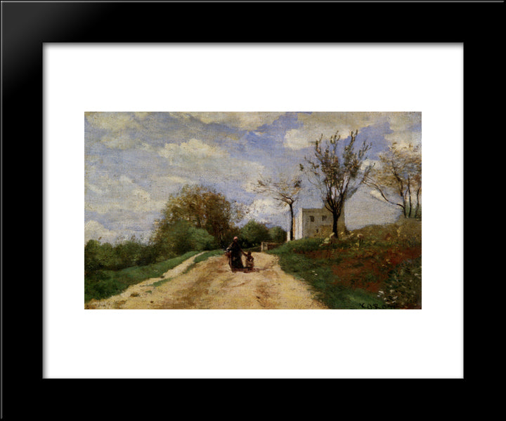 The Path Leading To The House 20x24 Black Modern Wood Framed Art Print Poster by Corot, Jean Baptiste Camille