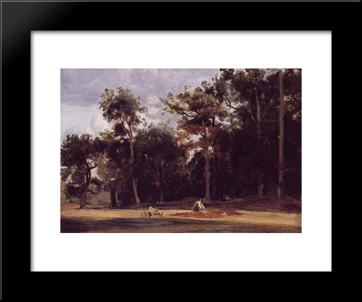 The Paver Of The Chailly 20x24 Black Modern Wood Framed Art Print Poster by Corot, Jean Baptiste Camille