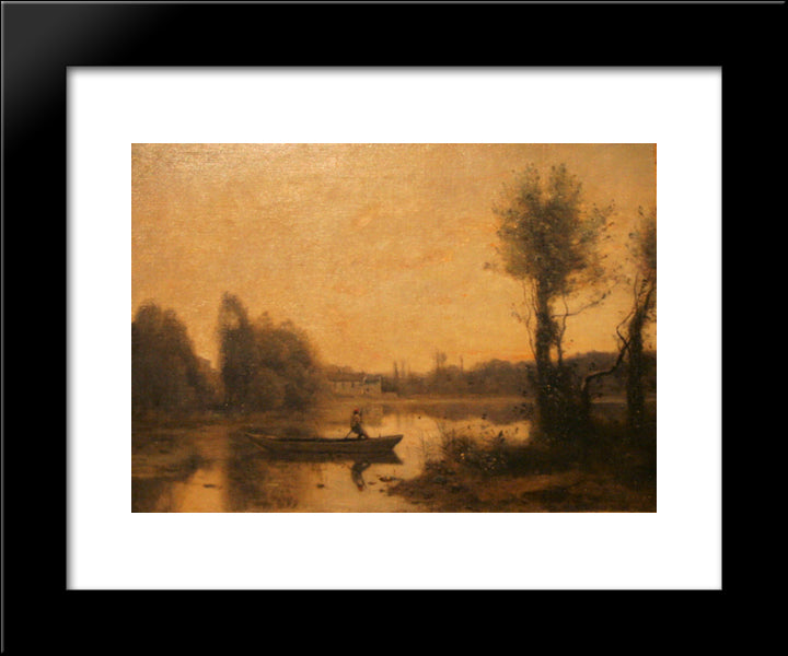 The Pond At Ville D'Avray 20x24 Black Modern Wood Framed Art Print Poster by Corot, Jean Baptiste Camille