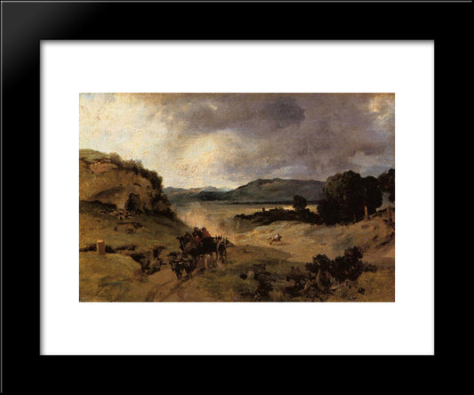 The Roman Campagna (La Cervara) 20x24 Black Modern Wood Framed Art Print Poster by Corot, Jean Baptiste Camille