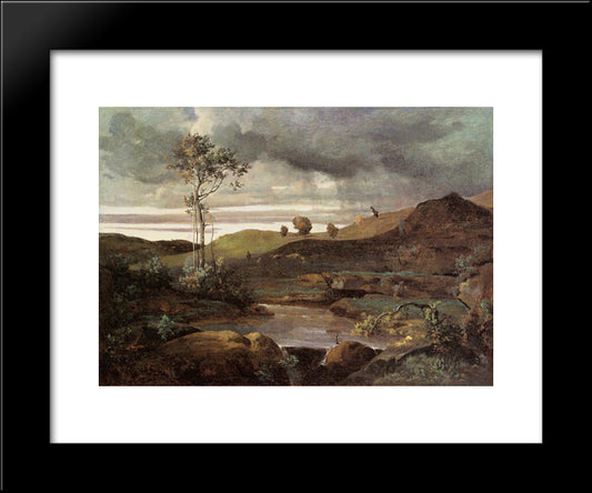 The Roman Campagna In Winter 20x24 Black Modern Wood Framed Art Print Poster by Corot, Jean Baptiste Camille