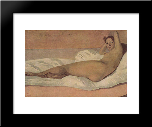 The Roman Odalisque (Marietta) 20x24 Black Modern Wood Framed Art Print Poster by Corot, Jean Baptiste Camille