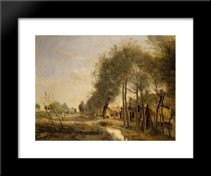 The Sin Le Noble Road Near Douai 20x24 Black Modern Wood Framed Art Print Poster by Corot, Jean Baptiste Camille