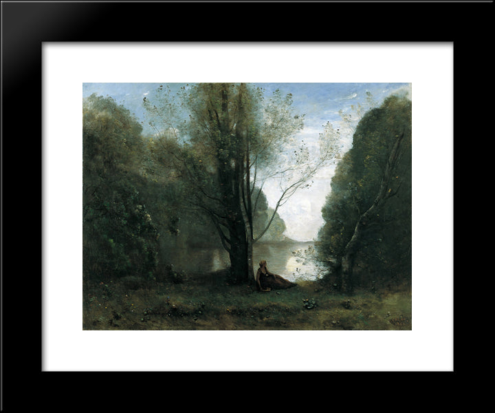 The Solitude. Recollection Of Vigen, Limousin 20x24 Black Modern Wood Framed Art Print Poster by Corot, Jean Baptiste Camille