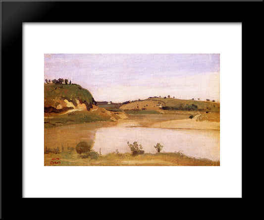 The Tiber Near Rome 20x24 Black Modern Wood Framed Art Print Poster by Corot, Jean Baptiste Camille