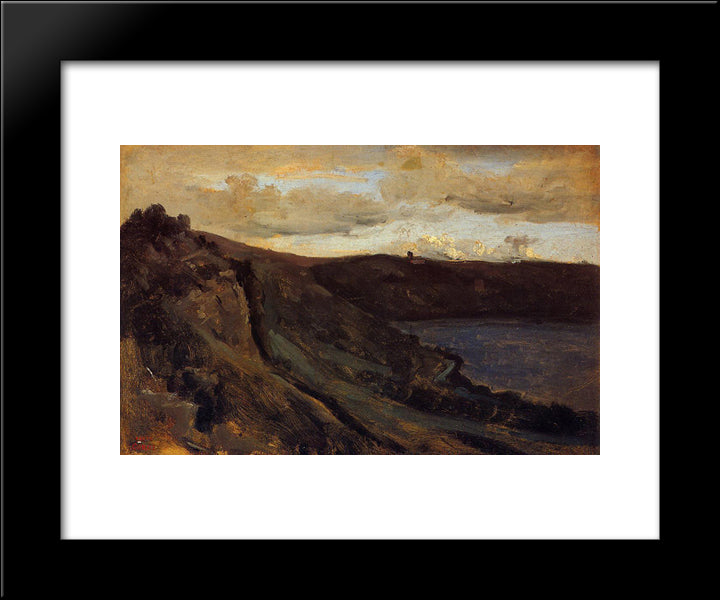 The Tibre River Hemmed In By The Collines 20x24 Black Modern Wood Framed Art Print Poster by Corot, Jean Baptiste Camille