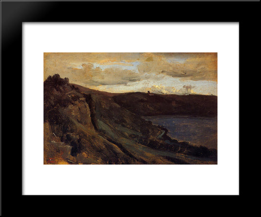 The Tibre River Hemmed In By The Collines 20x24 Black Modern Wood Framed Art Print Poster by Corot, Jean Baptiste Camille