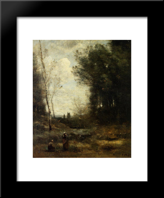 The Valley 20x24 Black Modern Wood Framed Art Print Poster by Corot, Jean Baptiste Camille