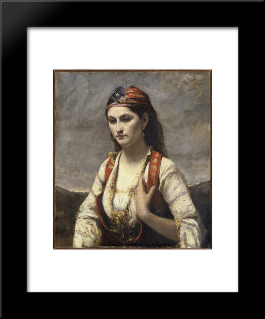 The Young Woman Of Albano 20x24 Black Modern Wood Framed Art Print Poster by Corot, Jean Baptiste Camille