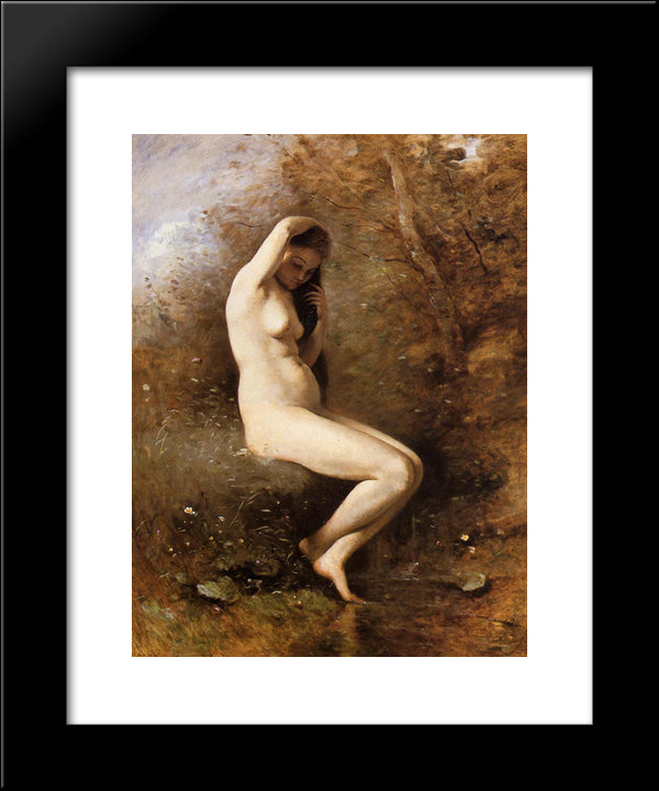 Venus Bathing 20x24 Black Modern Wood Framed Art Print Poster by Corot, Jean Baptiste Camille