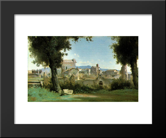 View From The Farnese Gardens, Rome 20x24 Black Modern Wood Framed Art Print Poster by Corot, Jean Baptiste Camille