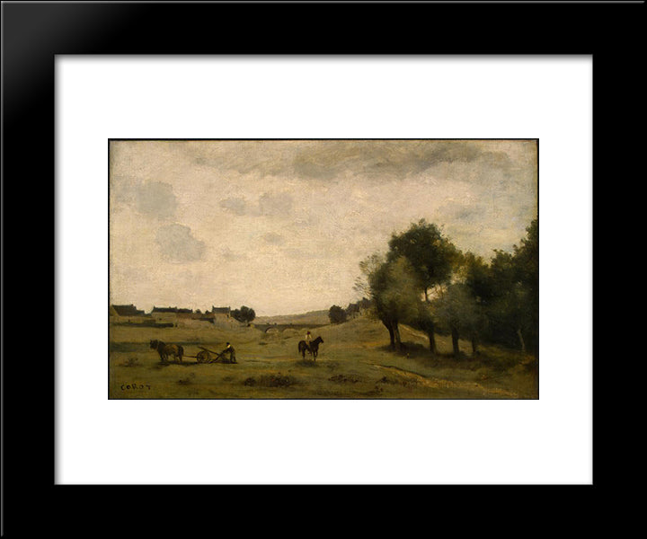 View Near Epernon 20x24 Black Modern Wood Framed Art Print Poster by Corot, Jean Baptiste Camille