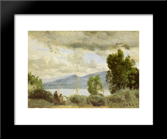 View Of Chalet De Chenes, Bellvue, Geneva 20x24 Black Modern Wood Framed Art Print Poster by Corot, Jean Baptiste Camille