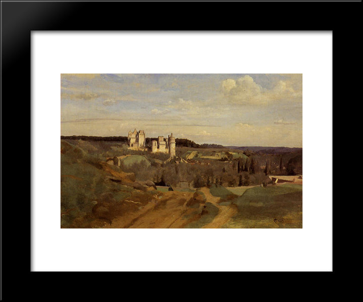 View Of Pierrefonds 20x24 Black Modern Wood Framed Art Print Poster by Corot, Jean Baptiste Camille