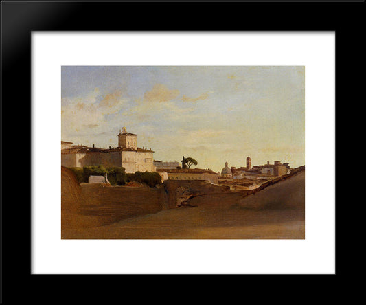 View Of Pincio, Italy 20x24 Black Modern Wood Framed Art Print Poster by Corot, Jean Baptiste Camille