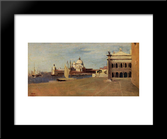 View Of The Grand Canal, Venice, From The Riva Degli Schiavone 20x24 Black Modern Wood Framed Art Print Poster by Corot, Jean Baptiste Camille