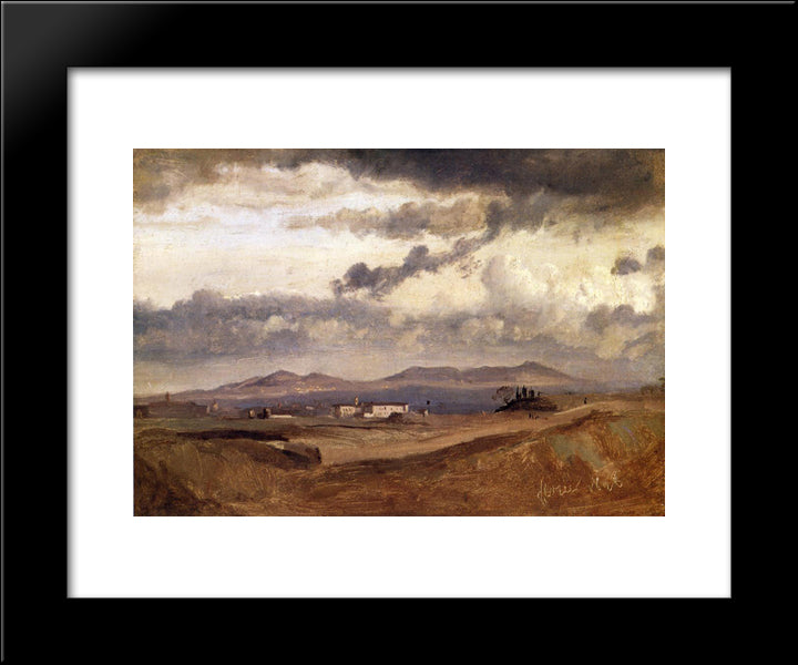 View Of The Roman Compagna 20x24 Black Modern Wood Framed Art Print Poster by Corot, Jean Baptiste Camille