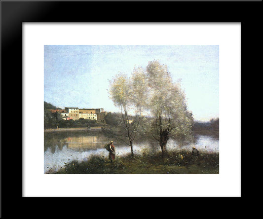 Ville D'Avray 20x24 Black Modern Wood Framed Art Print Poster by Corot, Jean Baptiste Camille