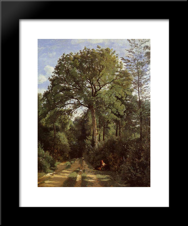 Ville D'Avray Edge Of The Woods With A Female Cowherd 20x24 Black Modern Wood Framed Art Print Poster by Corot, Jean Baptiste Camille