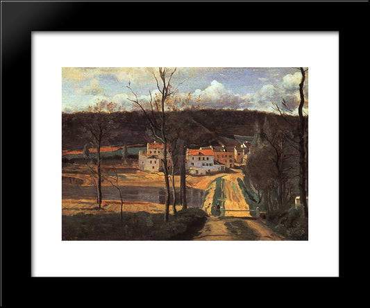 Ville D'Avray The Pond And The Cabassud House 20x24 Black Modern Wood Framed Art Print Poster by Corot, Jean Baptiste Camille