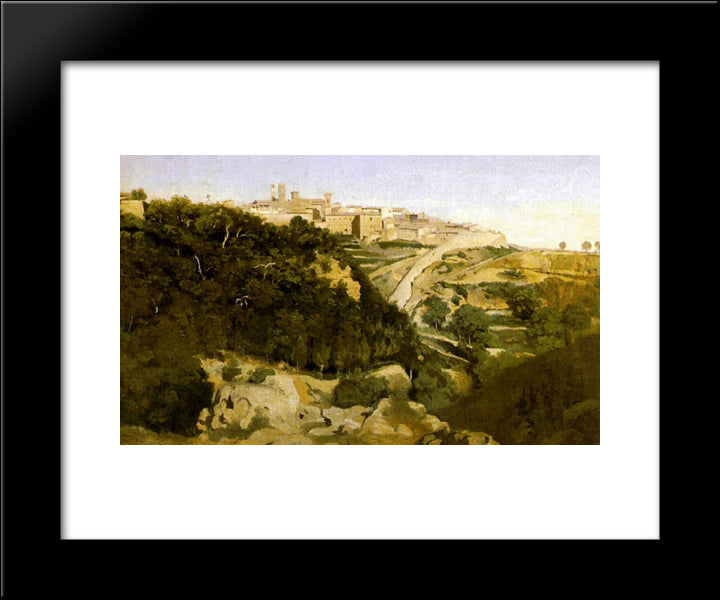 Volterra 20x24 Black Modern Wood Framed Art Print Poster by Corot, Jean Baptiste Camille