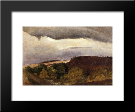 Wooded Plateau, Fountainebleau 20x24 Black Modern Wood Framed Art Print Poster by Corot, Jean Baptiste Camille