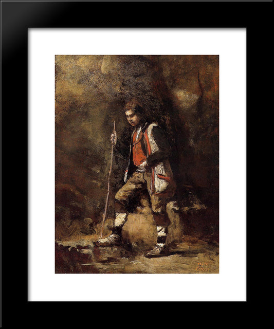 Young Italian Patriot In The Mountains 20x24 Black Modern Wood Framed Art Print Poster by Corot, Jean Baptiste Camille