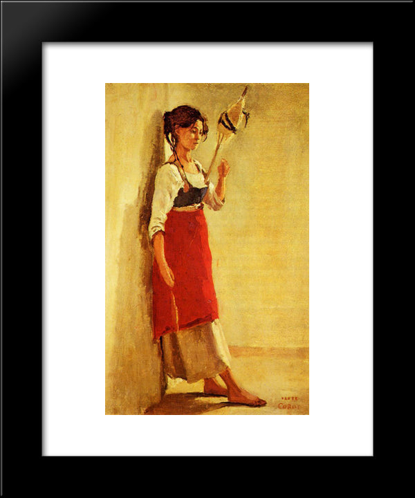 Young Italian Woman From Papigno With Her Spindle 20x24 Black Modern Wood Framed Art Print Poster by Corot, Jean Baptiste Camille