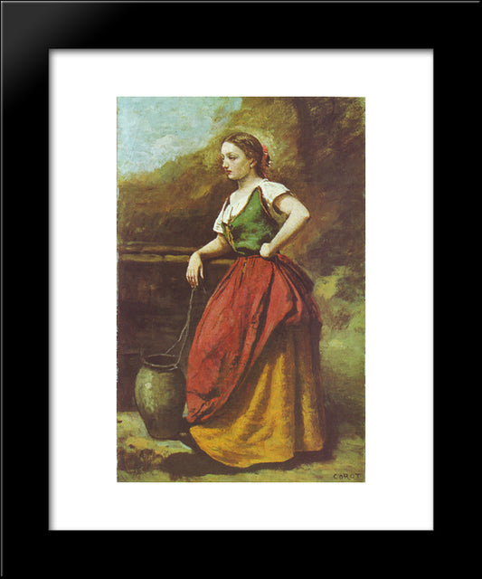 Young Woman At The Well 20x24 Black Modern Wood Framed Art Print Poster by Corot, Jean Baptiste Camille