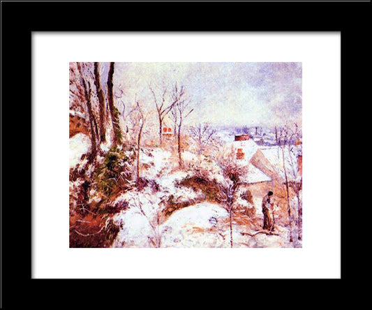 A Cottage In The Snow 20x24 Black Modern Wood Framed Art Print Poster by Pissarro, Camille