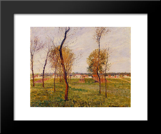 A Meadow In Moret 20x24 Black Modern Wood Framed Art Print Poster by Pissarro, Camille