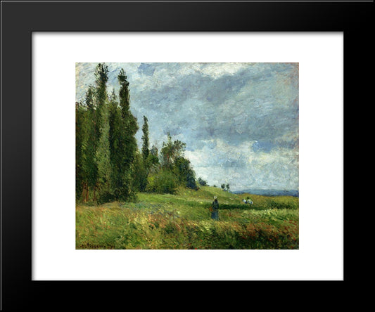 A Part Of Groettes, Pontoise, Gray Weather 20x24 Black Modern Wood Framed Art Print Poster by Pissarro, Camille